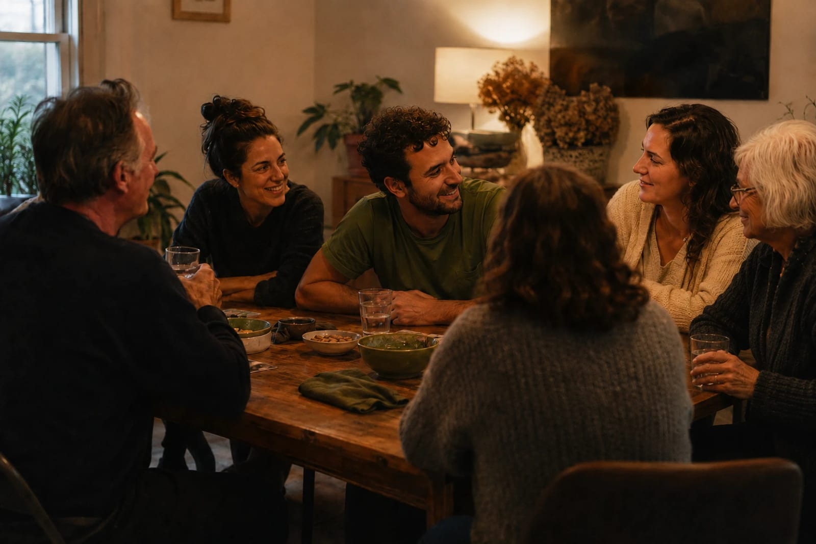 Friends gathered around a table
